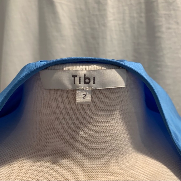 TIBI Pintuck Silk Tunic Long Sleeve Blouse In Azure Blue Size 2 - Picture 15 of 16